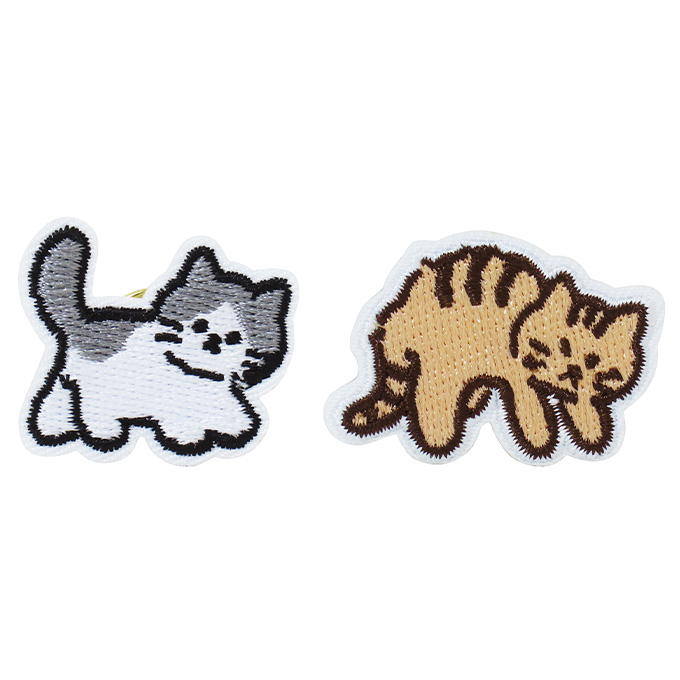 【まとめ買い】刺繍ピンバッジ ハチワレ・キジトラ柄 0490/375174