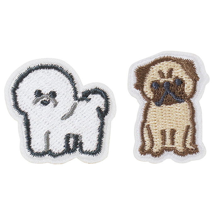 【まとめ買い】刺繍ピンバッジ ビションフリーゼ・パグ柄 0490/375176