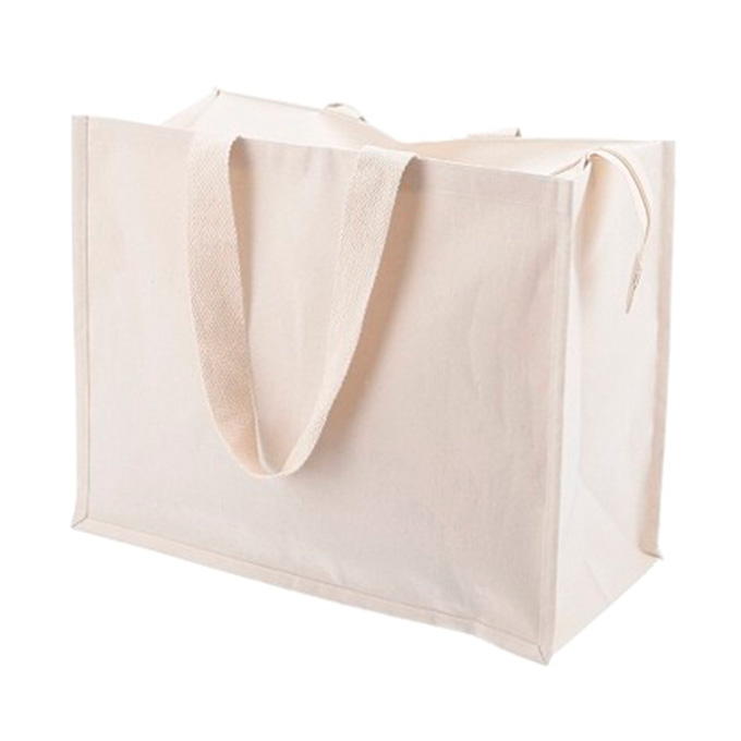 【まとめ買い】コットンバッグ ファスナー付き L 1635/375179