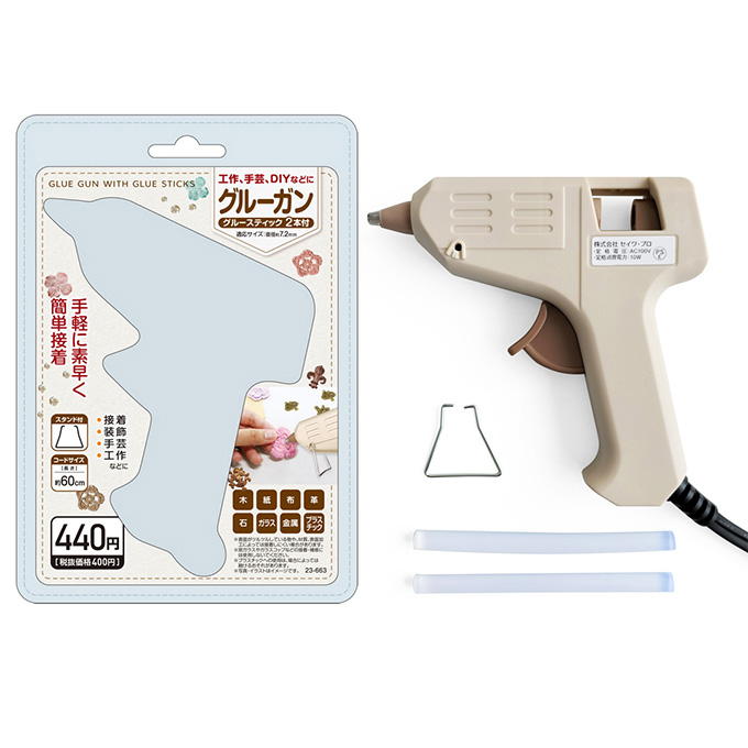 【まとめ買い】簡易接着グルーガン60cmコード スティック2本 0474/380340