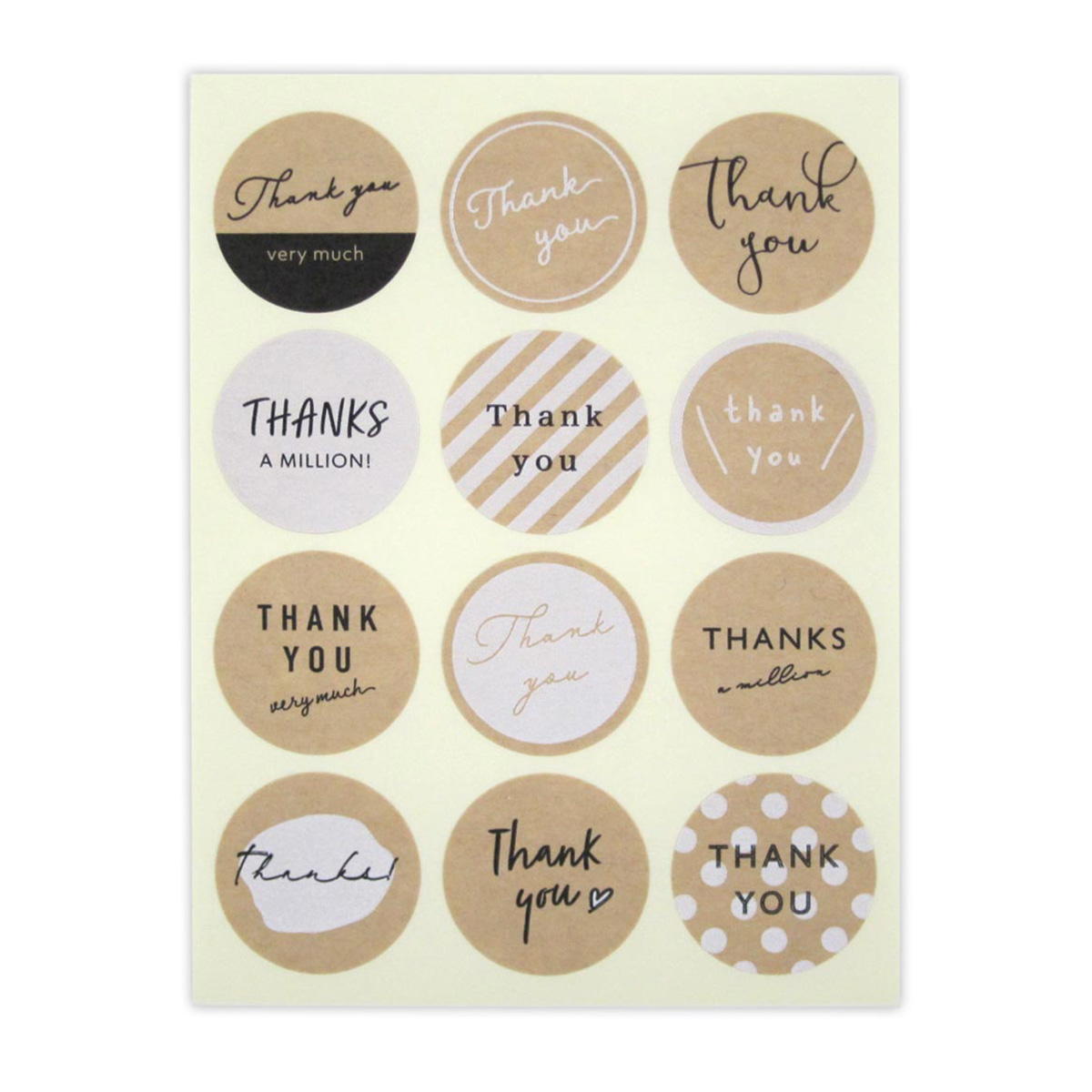 まとめ買い】クラフトメッセージシール サンキュー 白黒 72片 0915