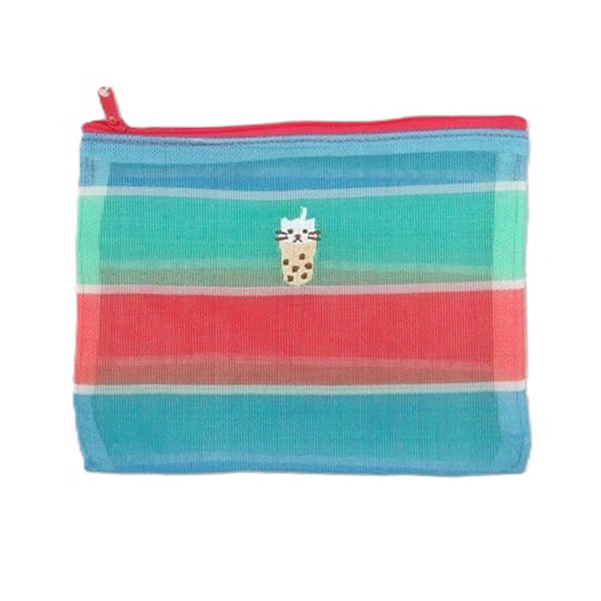 【まとめ買い】メッシュフラットポーチねこタピ柄 0834/598918