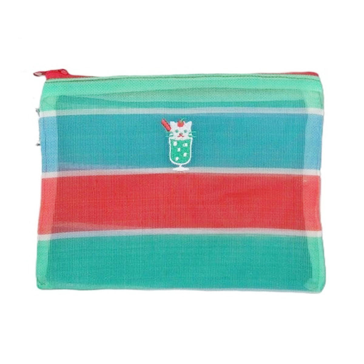 【まとめ買い】メッシュフラットポーチねこソーダ 0834/598919