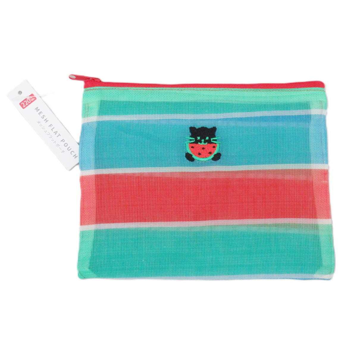 【まとめ買い】メッシュフラットポーチねこスイカ 0834/598920