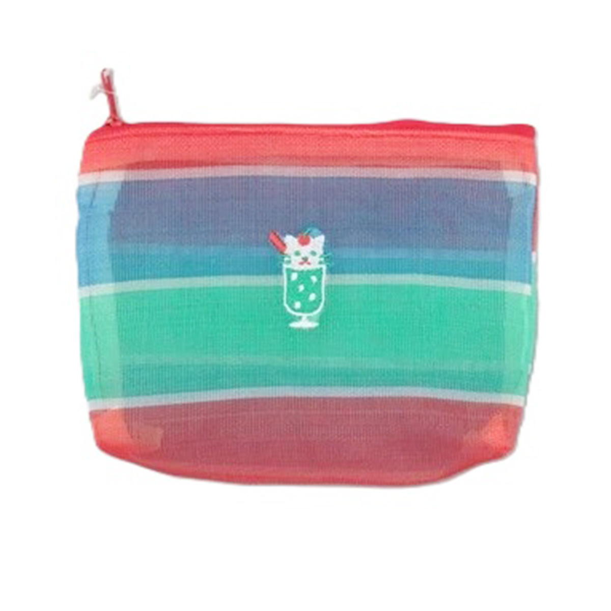 【まとめ買い】メッシュ舟形ポーチねこソーダ柄 0834/598922