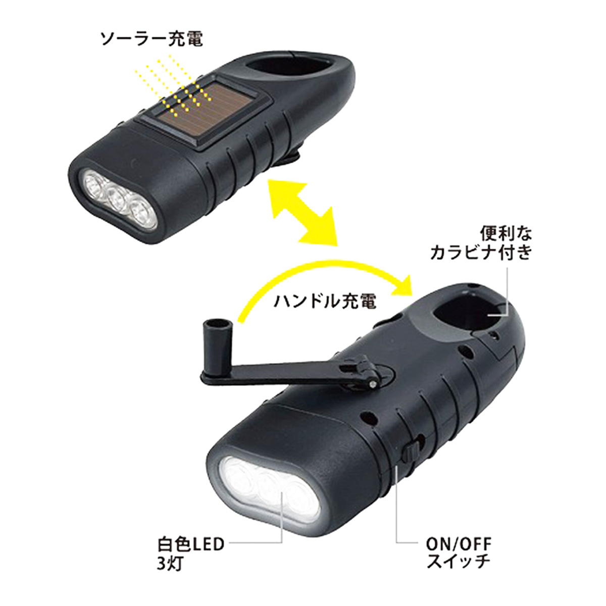 【まとめ買い】ソーラー付き手動ライト0603/599036